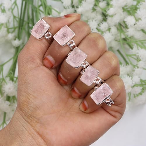Bague morganite brute en argent 925 taille 12 : le bijou ajustable et robuste - 4