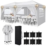 10x20 Pop Up Canopy Tent with 6 Sidewalls,White