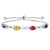 Gem Stone King 925 Sterling Silver Customized and Personalized 4 Gemstone Birthstone and White Lab Grown Diamond Infinity Tennis Bracelet For Women (3.02 Cttw, Fully Adjustable Up to 9 Inch)