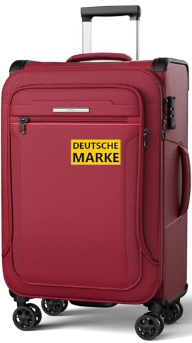 ABISTAB Weichschalenkoffer groß 80x48x30cm erweiterbar - Stoffkoffer Trolley wasserfest, Reisekoffer mit 4 Rollen & TSA Schloss, 115 Liter, Dunkelrot