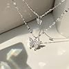 KFRS 925 Sterling Silver Butterfly Necklace for Women Double Layer Clavicle Chain Shiny CZ Necklace Dainty Gifts Party Jewelry Gift #1