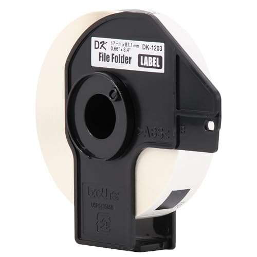 Image of Brother Genuine DK-12033PK Die-Cut File Folder Labels, Long Lasting Reliability, 300 Labels Per Roll, (3) Rolls per Box, White (DK12033PK)