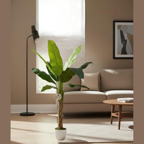 Image of Kayra Decor Artificial Banana Plant 4 Feet with Pot | Big Size Artificial Plants for Home Decor | Indoor Fake Tree for Living Room, Balcony, Office | Bird of Paradise Lifelike Plant with Pot