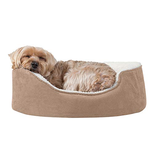 Furhaven Pet Dog Bed | Round Oval Cuddler Orthopedic Foam Nest Lounger Pet