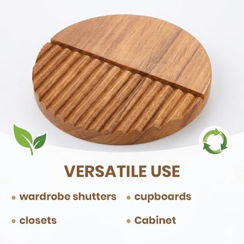 Image of Teak Wood Handle for Wardrobe /Cabinet Handle for Wardrobe /Handle for Modern Interior for Home & Office (6 Inch) Natural Wood Finish-| 3 Years Warranty |