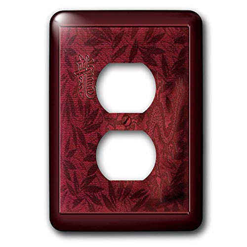 Dragon rouge sur feuilles plaque 2 prises 3dRose LSP_40293_6