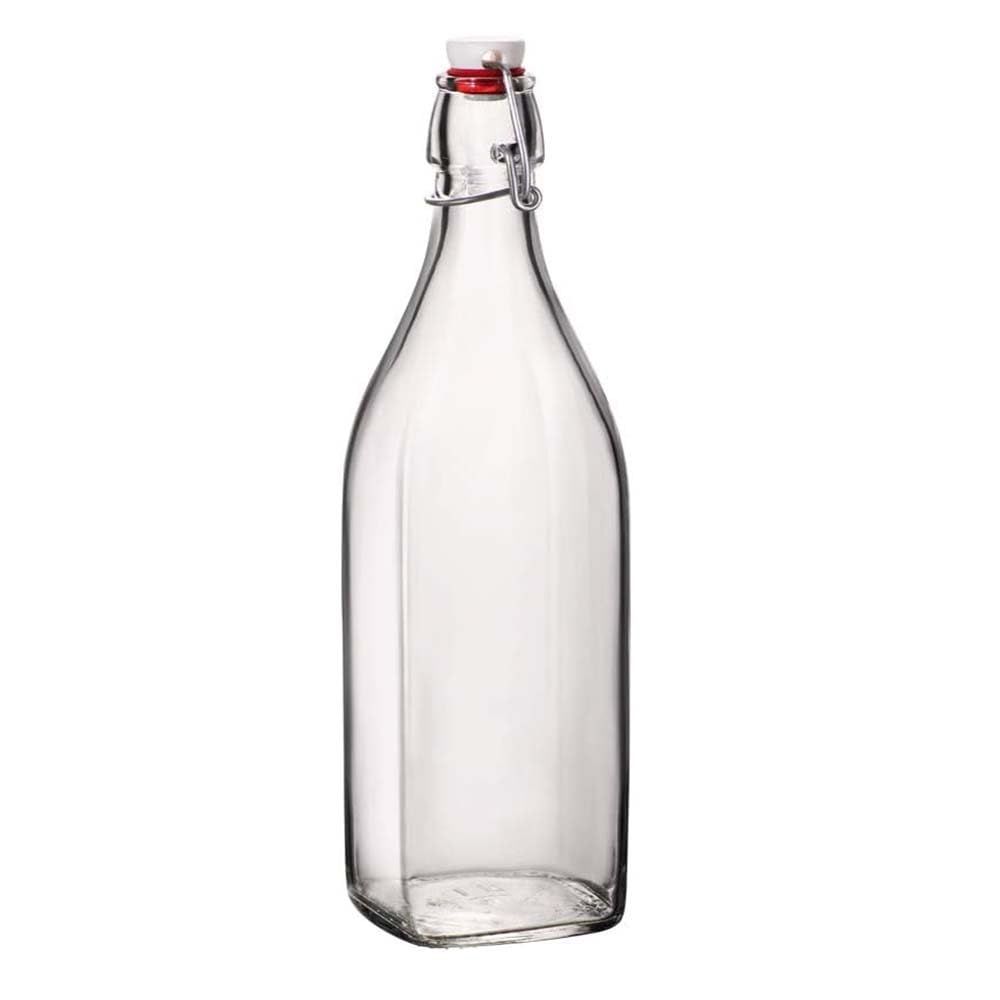 Set 3 Bottiglie Swing in Vetro Trasparente 1 Litro con Chiusura Ermetica a Leva Tappo Meccanico Ideali per Olio Aceto Liquori Succhi e Conserve Fatte in Casa