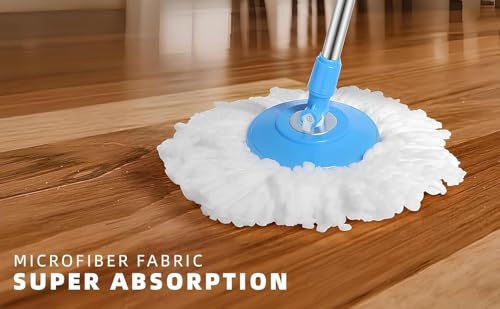 Image of Feyora Mop Stick for Floor Cleaning, 360 Degree Spin Mop Stick Rod with Microfiber Refill Standing Magic Pocha with Easy Grip Handle Floor Cleaning Supplies Product for Home, Office (Multicolor)