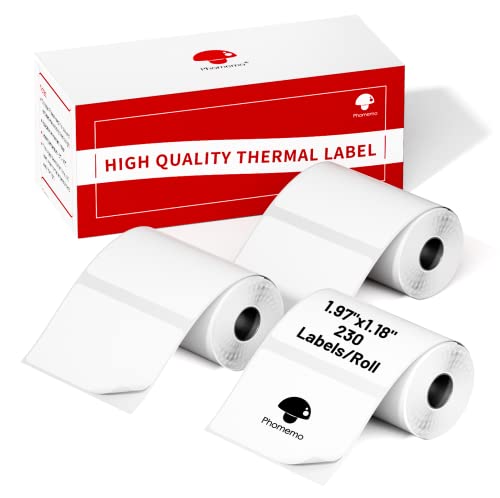 Image of Phomemo Labels- 3 Rolls M110 /M220 /M221 /M120 /M200 Thermal Paper 1.97 inchx1.18 inch(50x30mm)- M110 Label Multipurpose Square Self-Adhesive Paper for Product Tag, Barcode, Address Label, 230 Labels /Roll