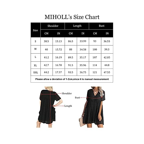 MIHOLL Womens Mini Dress V Neck Short Sleeve Ruffle Loose 2023 Summer Casual Flowy Dresses with Pockets