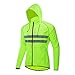 WOSAWE Packable Cycling Jacket Hooded Running Coat Lightweight Biking Windbreaker, Green with Hood Medium
