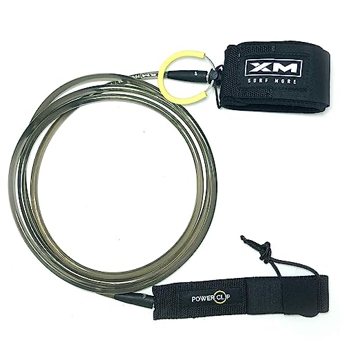 XM SURF MORE Regular 6ft Surfboard Leash with Power Clip Quick Release Upgrade, Cord Thickness (.270in), Key Pocket, Unbreakable Swivels, Detachable Railsaver, Made in USA