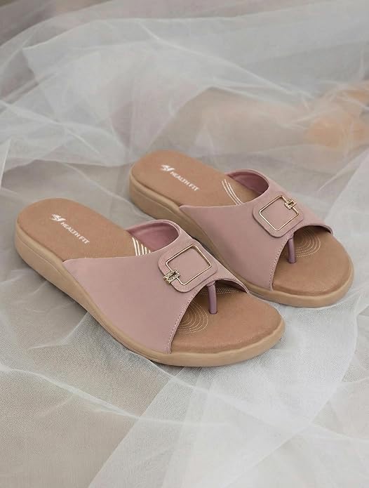 Image of HEALTH FIT EXTRA SOFT Women's Comfortable Memory Foam Doctor Slippers /Flip-Flops|Fashionable Casual & Stylish|Lightweight & Breathable|Outdoor Synthetic Casual Chappals Sandals Ladies & Girls HF27