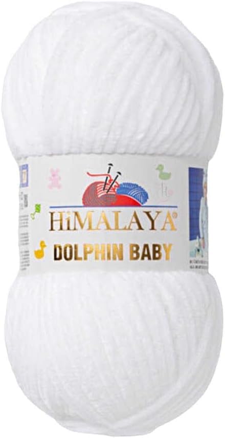 Himalaya Dolphin Baby Yarn Each Skein 100gr 120m Super Bulky Yarn for Knitting&Crocheting Ideal for Cardigans Shawls Blankets Hats and Home Textiles (1, 80301 White) — image 1