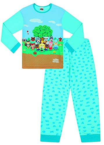 Animal Crossing Offizieller Nintendo Gaming-Schlafanzug für Mädchen, lang, Blau, weiß, 140 Cover