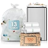 13 Gallon 120 Counts Strong Trash Bags Tall Kitchen Garbage Bags by Teivio, 12 Gallon 13 Gallon 14 Gallon, Multi-Use Bin Liners, Plastic Bags for Home Office Kitchen Yard Industrial, Clear