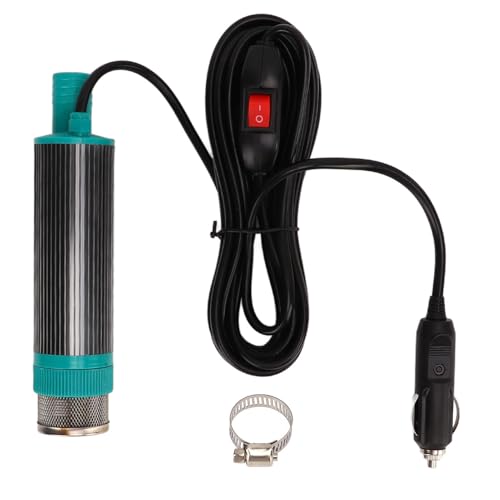 Aramox Pompa Trasferimento Liquidi 12V, Pompa Elettrica Portatile per Benzina Acqua Olio, con Tubo 5 Metri, per Auto Barca Agricolo e Emergenze