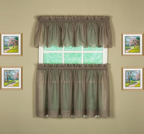 Today's Curtain Emelia Original Voile Tier Pair 30", Taupe, 60" W x 30" L