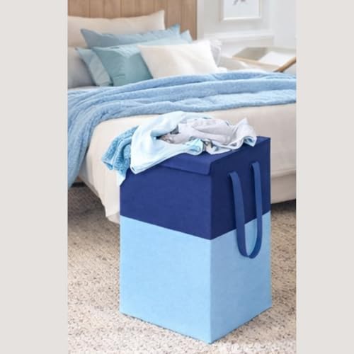 Image of Extra Large Laundry Bag 75 Liter, Foldable Fabric Laundry Basket with Lid & Carry Handles for Clothes Storage (2, blue)