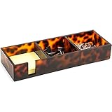 Tortoise Shell Sticky Note Holder for Desk with 3 Compartments (10.1 x 3.5 x 1.7 in)