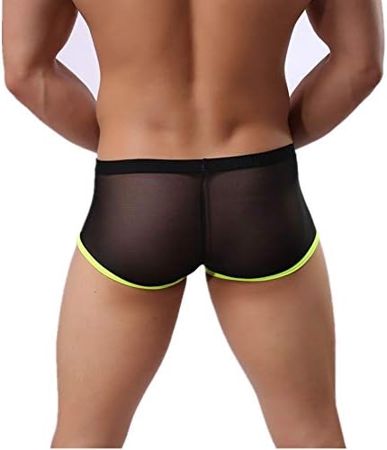 CSMARTE Men's Underwear Mesh Stripe Boxer Briefs Sexy Transparent Trunks