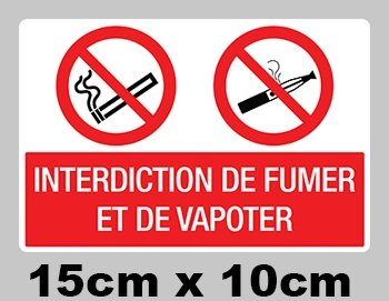 Autocollant Panneau Interdiction de Fumer et Vapoter pour Signaler vos Locaux