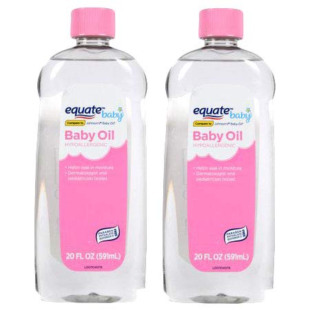 Equate Baby Hypoallergenic Baby Oil, 20 Oz (Pack of 2)