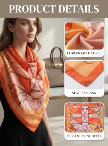 Image of Ravaiyaa - Attitude is everything Women Printed Silk Bandana 21 x 21 Inch Square Headband & Hair Wrap, Soft & Versatile | Fashion Neck Wrap