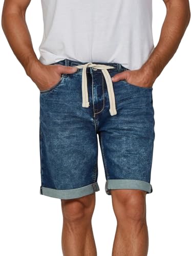 riverso Jeans Shorts Herren Stretch Kurz Kordelzug Regular Fit RIVPaul Kurze Hosen Bermuda Shorts Sommer Denim Einfarbig Schwarz Blau Grau 30 31 32 33 34 36 38 40 42 44 46