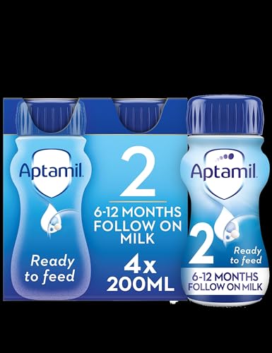 Aptamil 2 Follow On Baby Milk Ready to Use Liquid Formula 6-12 Months 200 ml (Pack of 24 bottles)