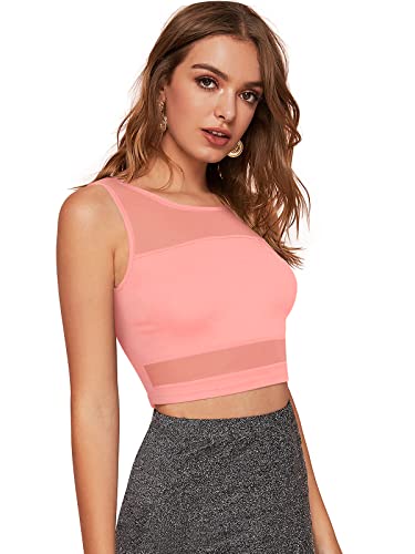 Image of LONDON BELLY Women's Polyester Crop Top with Round Neck Sleeveless Solid Pattern and Crop Length | Womens Crop Tops | Summer Fashion Top Stylish Look