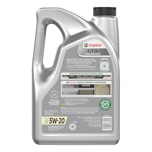Image of Castrol GTX Full Synthetic 5W-20 Motor Oil, 5 Quarts, Pack of 3
