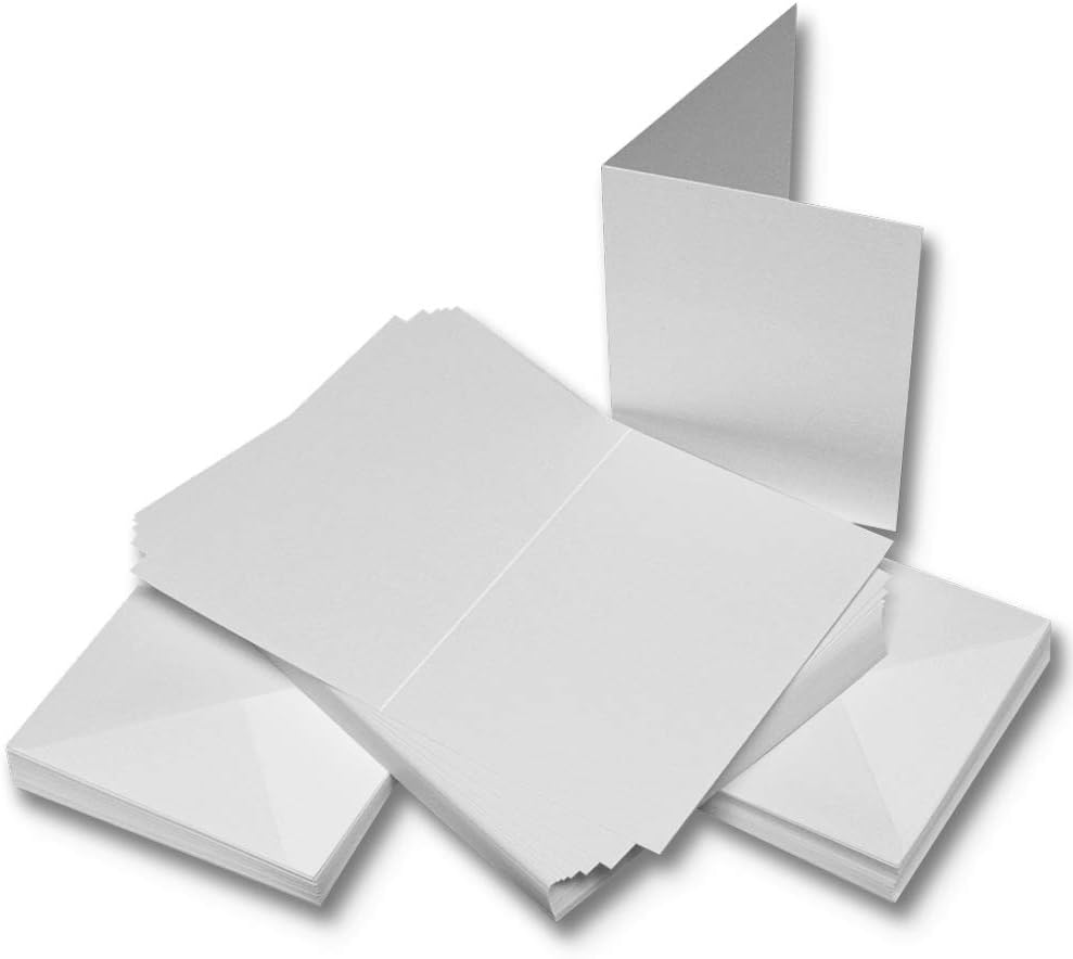 Craft UK W111 A6 Linen Card and Envelope Pack of 50 - White
