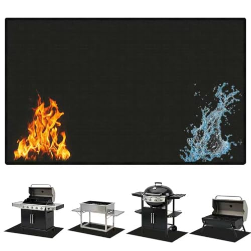 LETITIN Under Grill Mat for Outdoor Grill & Fire Pit, Black, Fireproof & Heat Resistant Fiberglass, Waterproof, Oil-Proof (70x48 Inch)