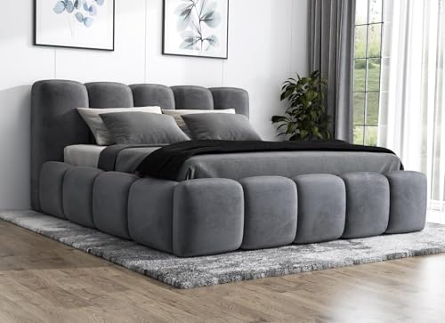 A&J MöbelLand Polsterbett 180x200 mit Bettkasten und Lattenrost – Sonic, Bett mit Matratze und Stauraum in Dunkelgrau A&J MöbelLand Polsterbett 180x200 mit Bettkasten und Lattenrost – Sonic, Bett mit Matratze und Stauraum in Dunkelgrau