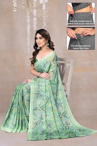 Image of MIRCHI FASHION Women's Ready to Wear 1 Minute Drape Chiffon Printed Saree with Blouse Piece
