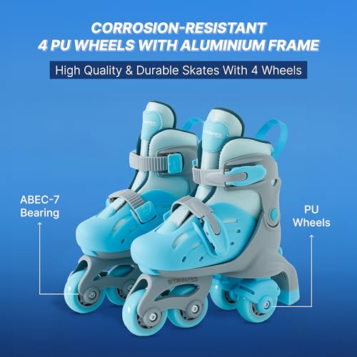 Image of Strauss Convertible (Inline /Roller) Skates | Size S adjustable 17-21.5 cm | LED Light Wheels | Skates for Boys & Girls | No tools required | Detachable Liner for Cleaning | With Brakes | EU 31-34 Size