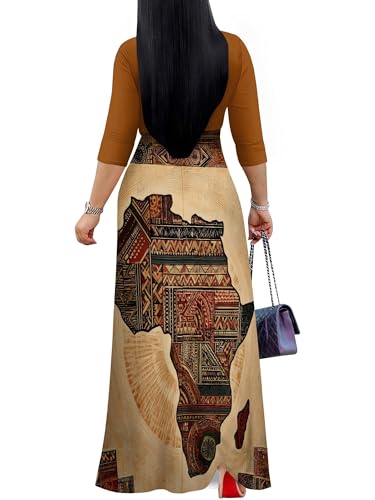Image of PinkPatty Plus Size Maxi Dresses for Women Casual Flowy Long Dress 3 /4 Sleeve V Neck Wrap Dress with Belt