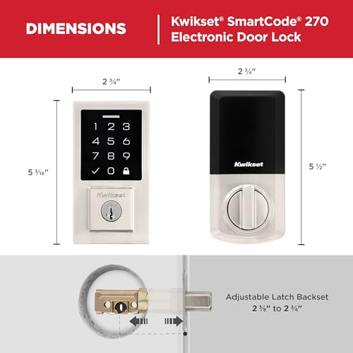 Kwikset SmartCode 270 Keyless Entry Electronic Touchpad Deadbolt Door Lock with Auto-Lock, Custom User Codes, Advanced Security in Satin Nickel Contemporary - image 9