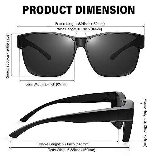 URUMQI Polarized Sunglasses Fit Over Glasses for Men Women, Oversized Square Sun Glasses UV400 Protection Shades3