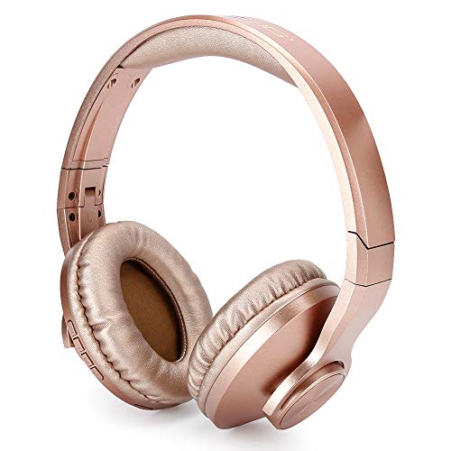 Ladieshow Folding BT602 Lightweight Wireless Bluetooth 4.2 Gaming Headset ABS On?Ear Headphones Stereo Gold