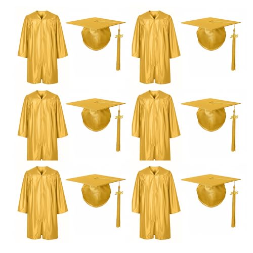 Image of Shiny Preschool Kindergarten Graduation Cap Gown Set for Kids With 2026 2025 Tassel Charm