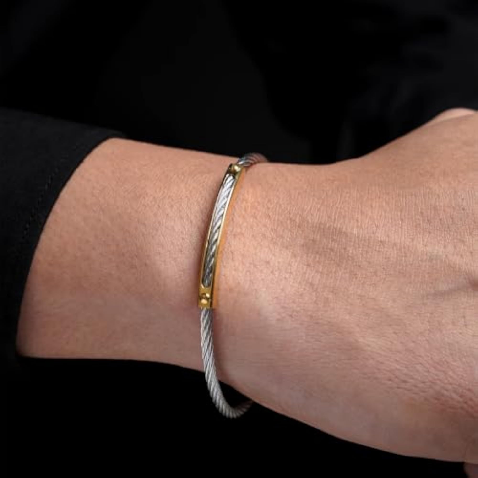 Men's Wire-Style Layered Contemporary Bracelet, Casual Wear