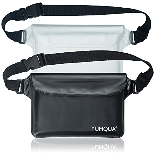 YUMQUA 2 Pack Waterproof Pouch with Waist Strap, Waterproof Fanny Pack Dry Bag Pouch for Boating Swimming Kayaking Fishing Snorkeling, Keep Your Phone and Valuables Safe and Dry