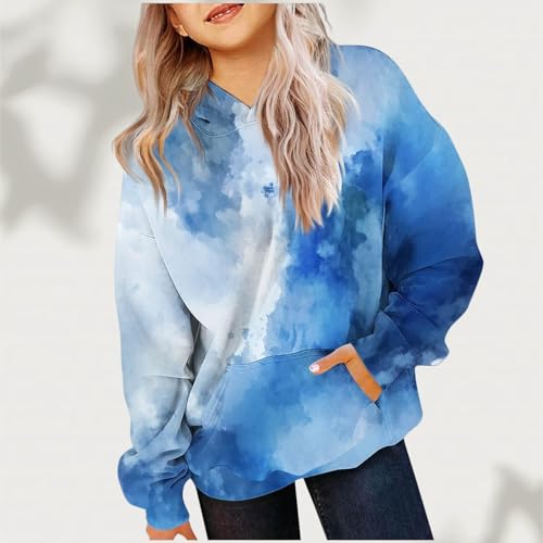 Girls Fashion Tie-Dye Sweatshirts Cute Trendy Oversized Hoodies Fall Pullover Tops for Teen Girls Fall Winter Casual Clothes4