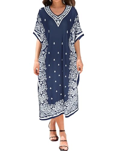 Image of Bloggerlove Women's Caftan Nightgown with Pockets, Long House Dress