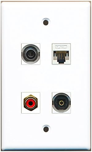 RiteAV - 1ポート RCA レッド 1ポート Toslink 1ポート 3.5mm 1ポート Cat5e イーサネット ホワ