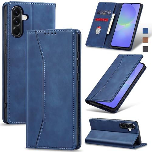 Jasonyu Flip Wallet Case for Samsung Galaxy A36 5G,Leather Magnetic Folio Cover with Card Holder,Kickstand - TPU Shockproof Durable Protective Phone Case,Blue