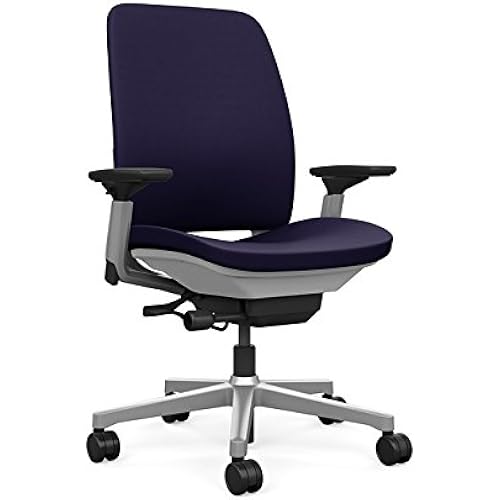 Steelcase Amia Task Chair: Platinum Frame/Base - 4 Way Adjustable Arms - Standard Carpet Casters
