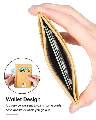 Image of Teskyer Slim Minimalist Wallet for Men, RFID Front Pocket Card Holder | Ultra Slim Front Pocket Design, 8 Card Slots, RFID Protection, Smooth Faux Leather for Everyday Carry